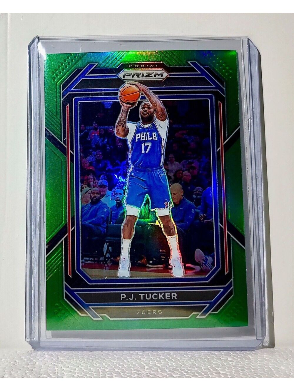 PJ Tucker 2022-23 Panini Green Prizm NBA #42 Basketball Card Philadelphia 76ers